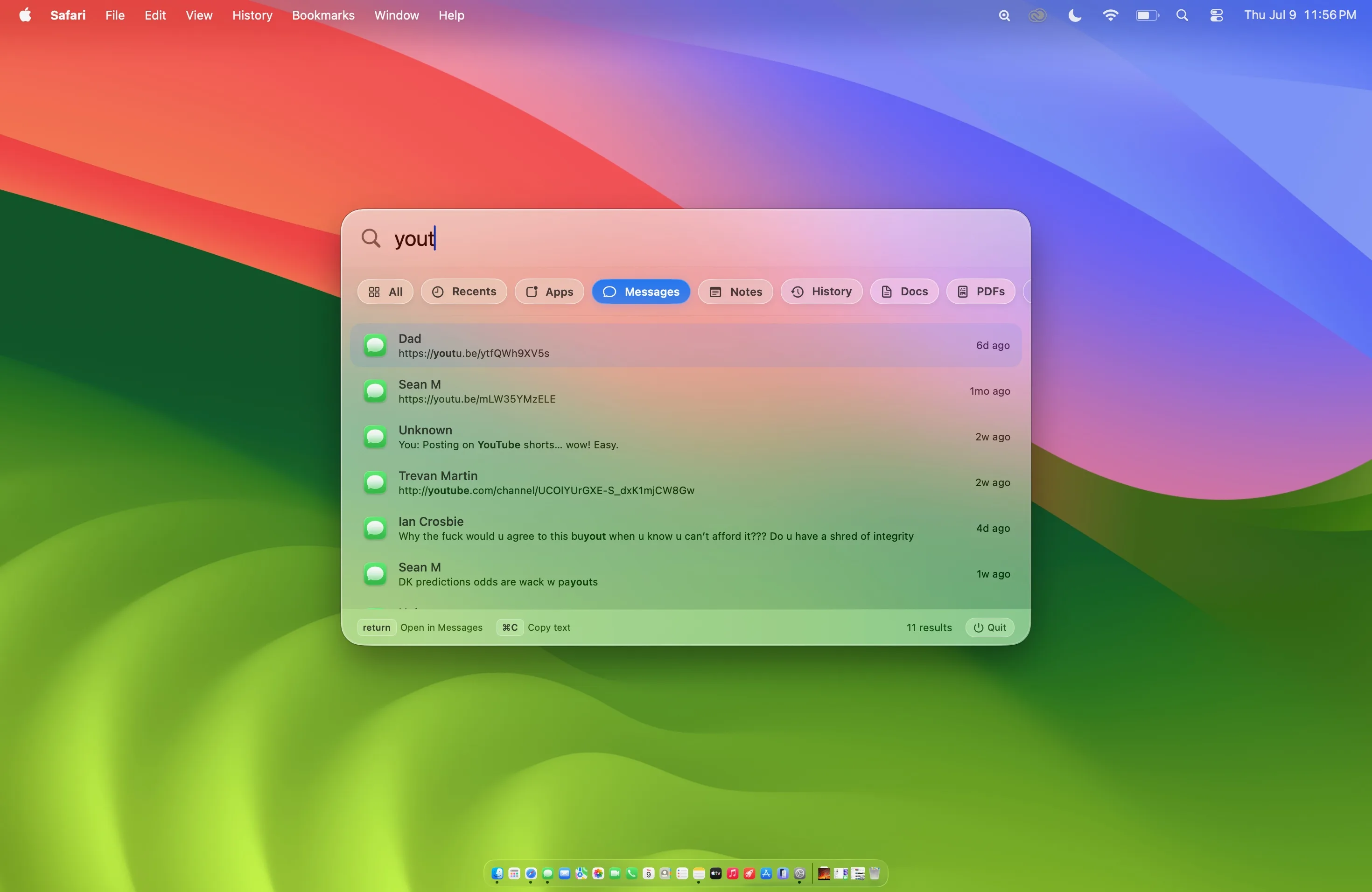 Beacon searching messages over the macOS desktop